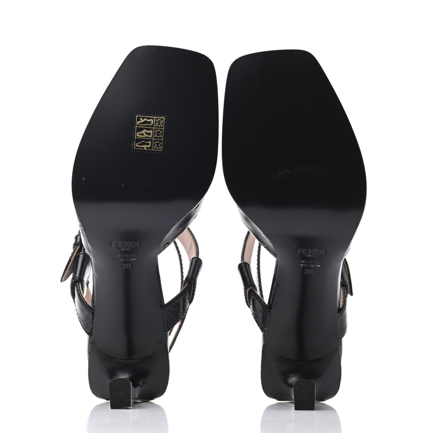 Vitello Karligraphy Embossed FFrame Ankle Strap Sandals 38 Black