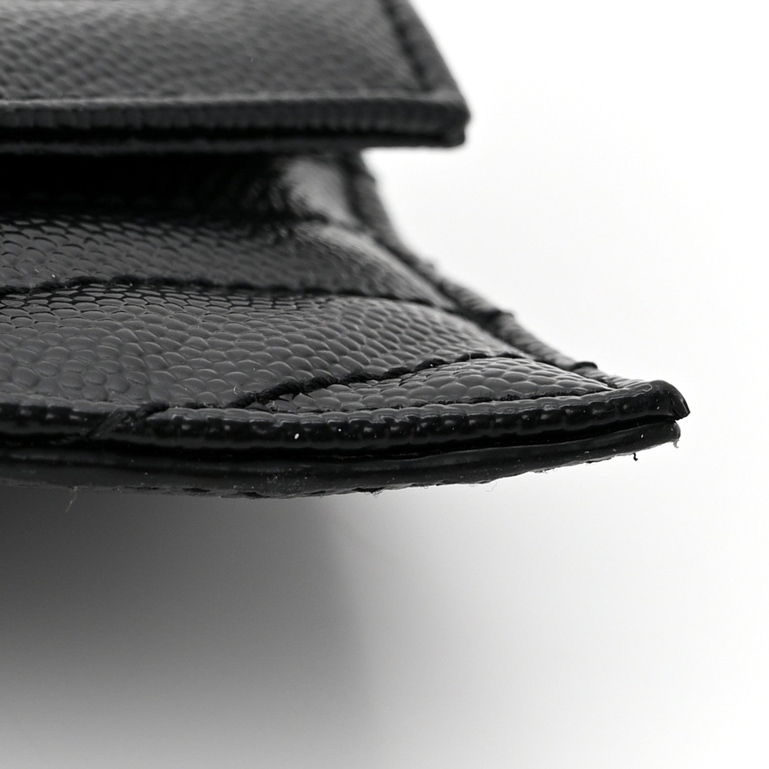 Saint Laurent SAINT LAURENT Grain De Poudre Matelasse Chevron Monogram Compact Wallet Black 9 of 14