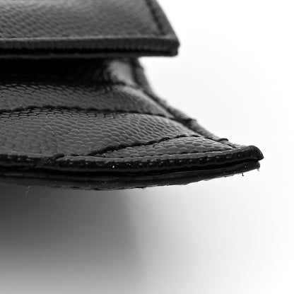 Saint Laurent SAINT LAURENT Grain De Poudre Matelasse Chevron Monogram Compact Wallet Black 9 of 14