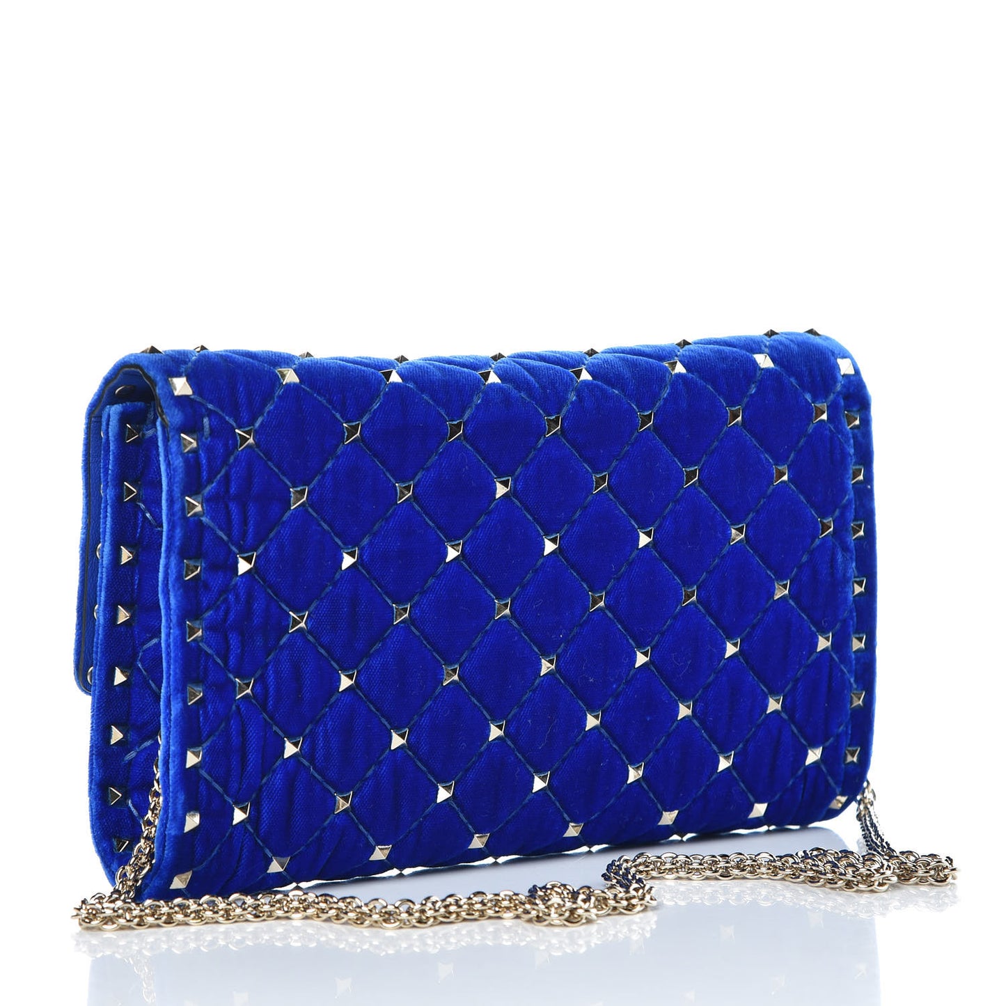 Velvet Rockstud Spike Wallet on Chain Acid Blue