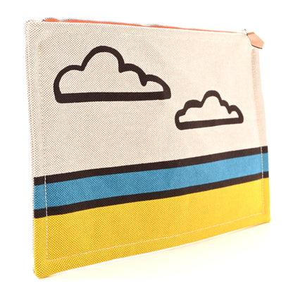 Hermes Cotton Canvas Flat T'as la Banane Case Jaune Bleu 3 of 6