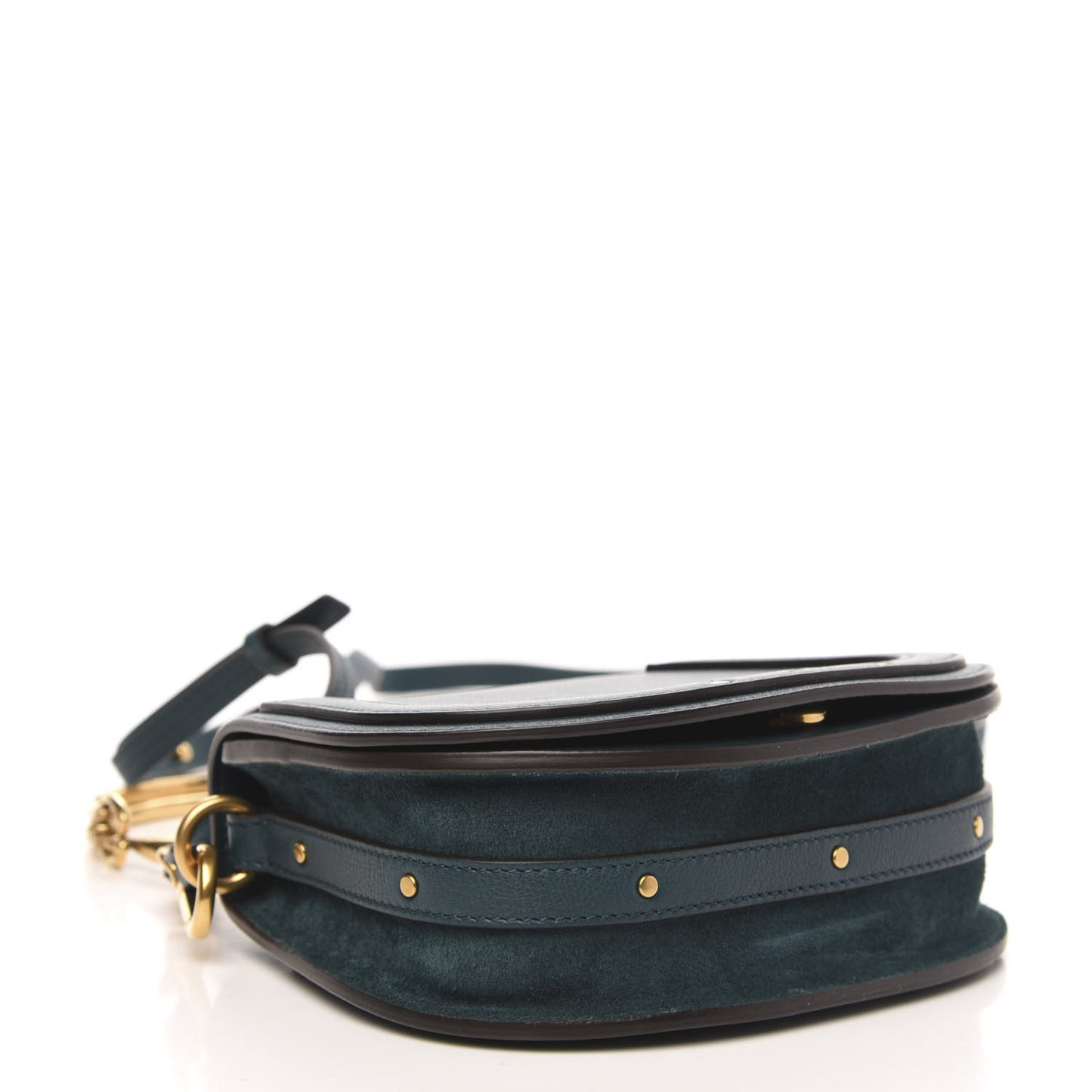 Calfskin Suede Small Nile Bracelet Bag Teal