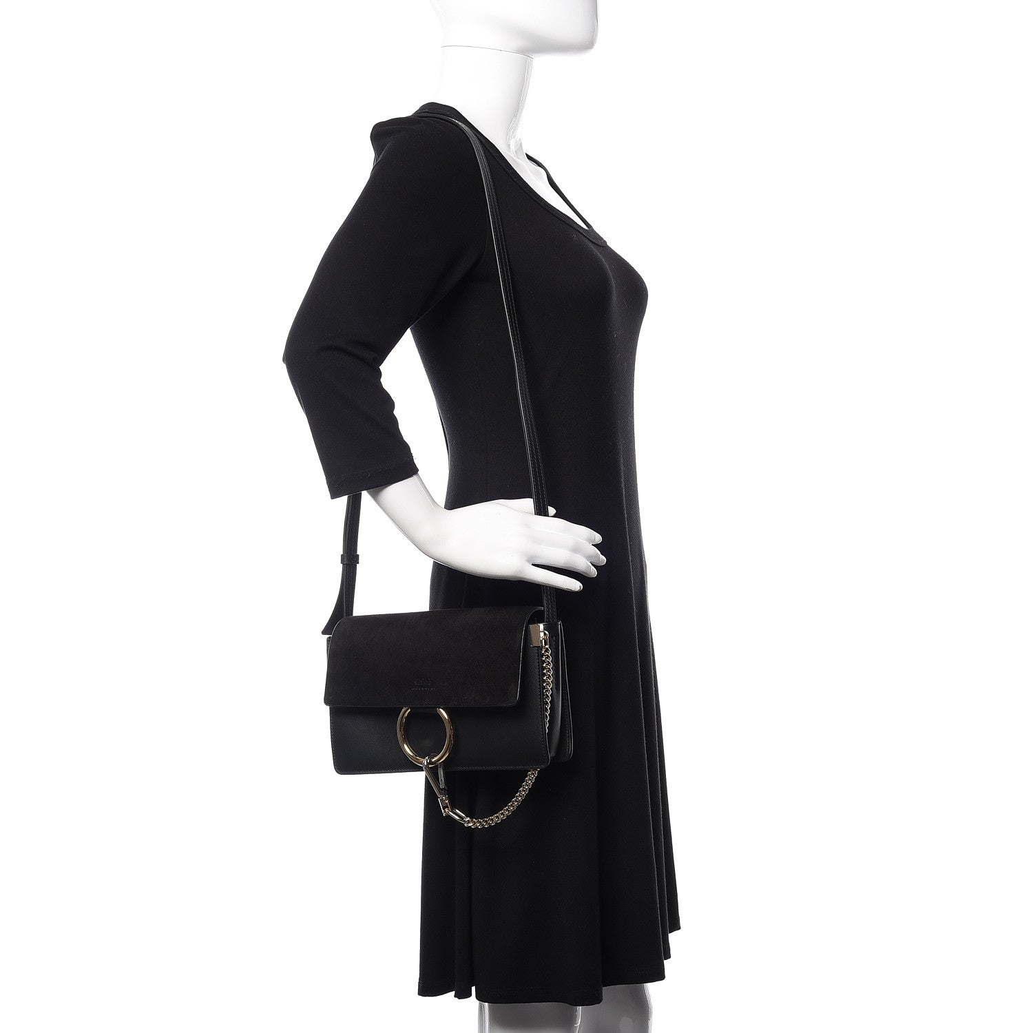 Chloe Suede Calfskin Small Faye Shoulder Bag Black 2 of 12