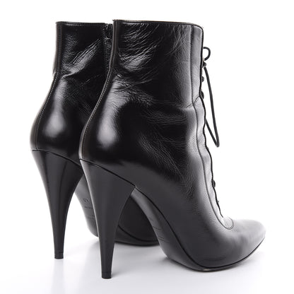Saint Laurent Shiny Calfskin Fetish Lace Up Ankle Boots 40 Black 4 of 10