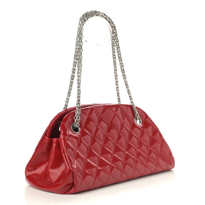 Chanel Patent Quilted Small Just Mademoiselle Bowling Bag Red 3 of 11