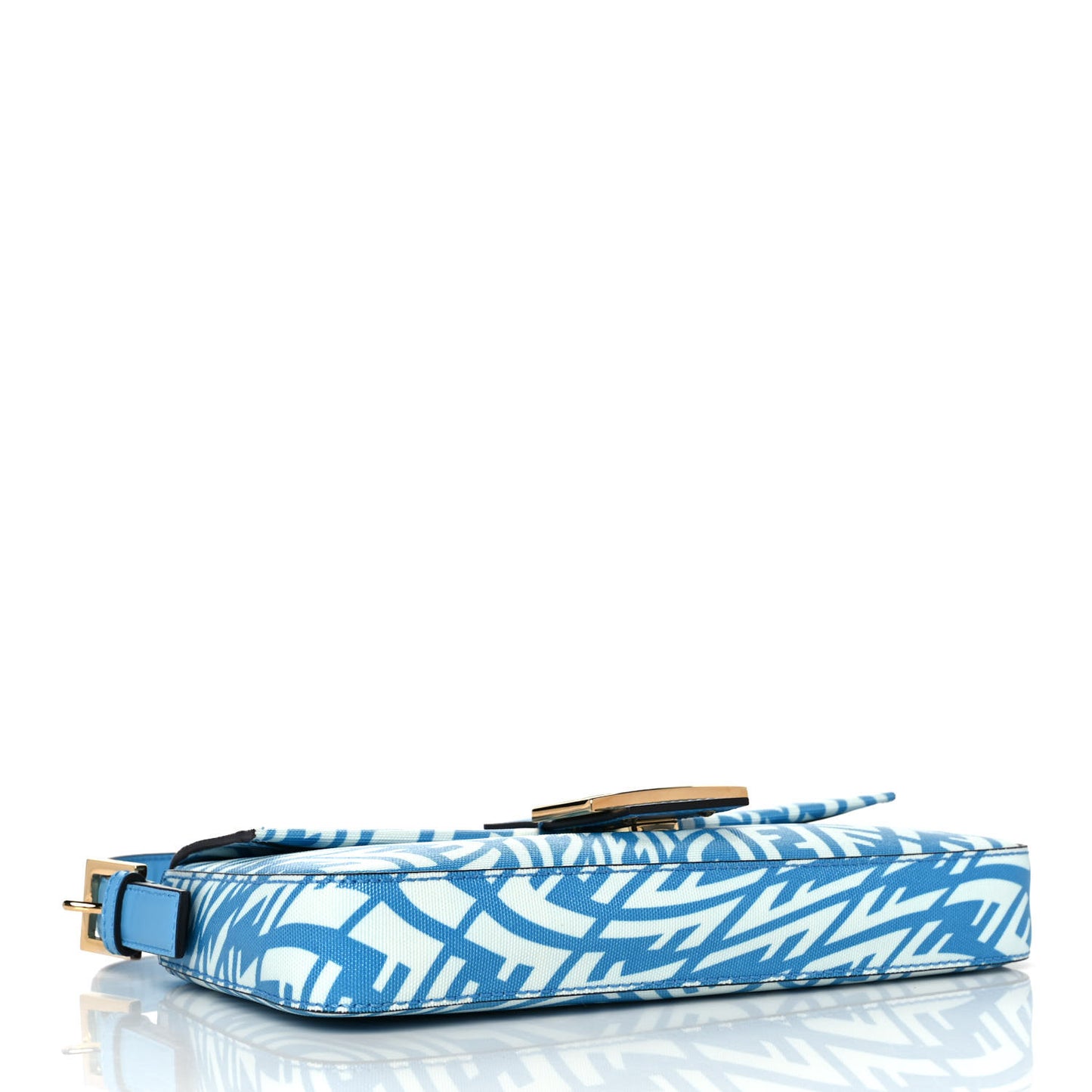 X SARAH COLEMAN Glazed Canvas Vitello King FF Vertigo Baguette 1997 Cyber Blue White