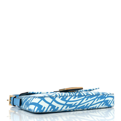 Fendi X SARAH COLEMAN Glazed Canvas Vitello King FF Vertigo Baguette 1997 Cyber Blue White 4 of 8