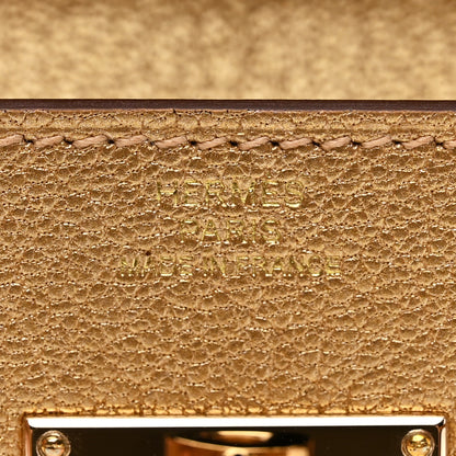 Hermes Metallic Chevre Chamkilight Kelly Wallet To Go Dore 6 of 11