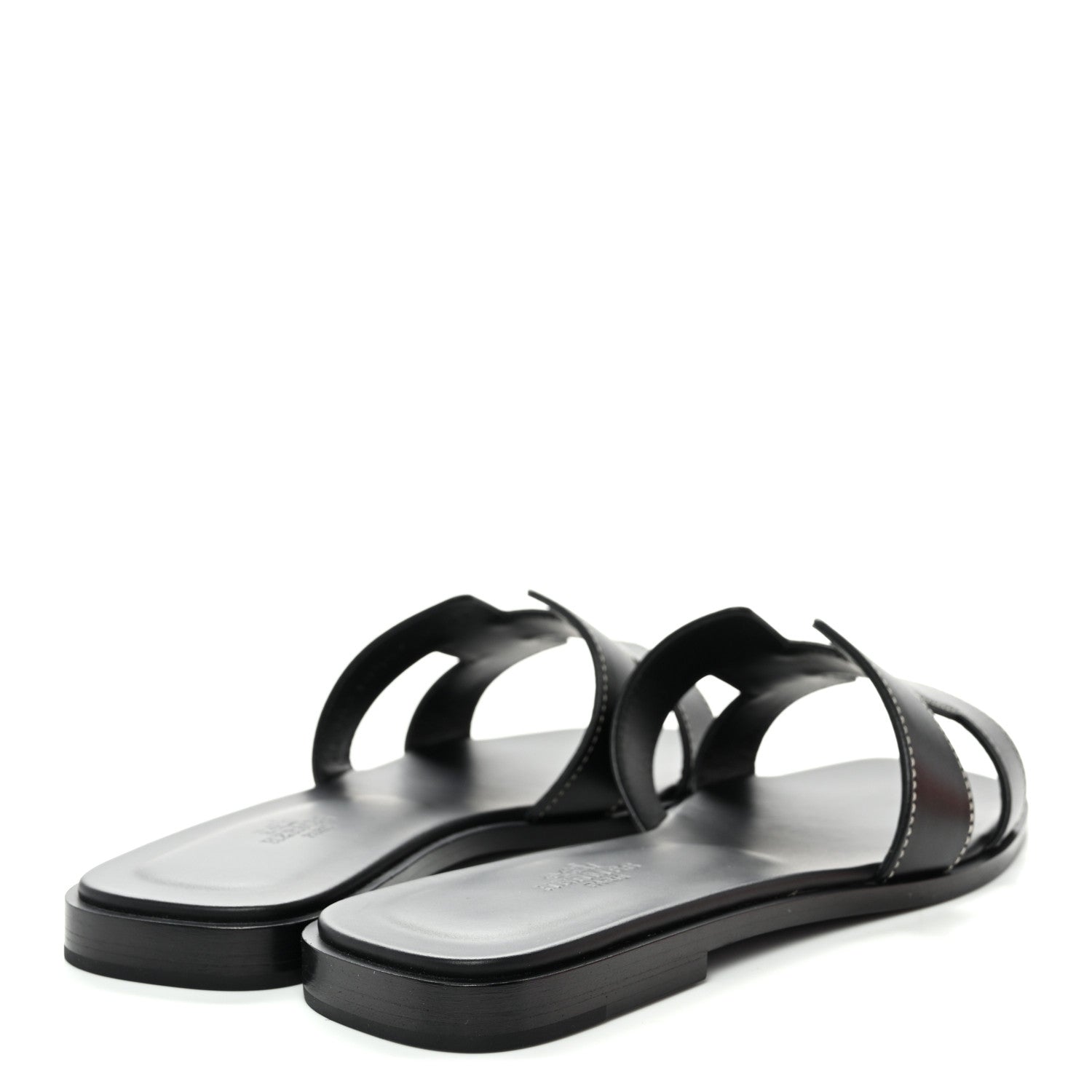 Hermes Box Calfskin Oran Sandals 37 Black 4 of 9