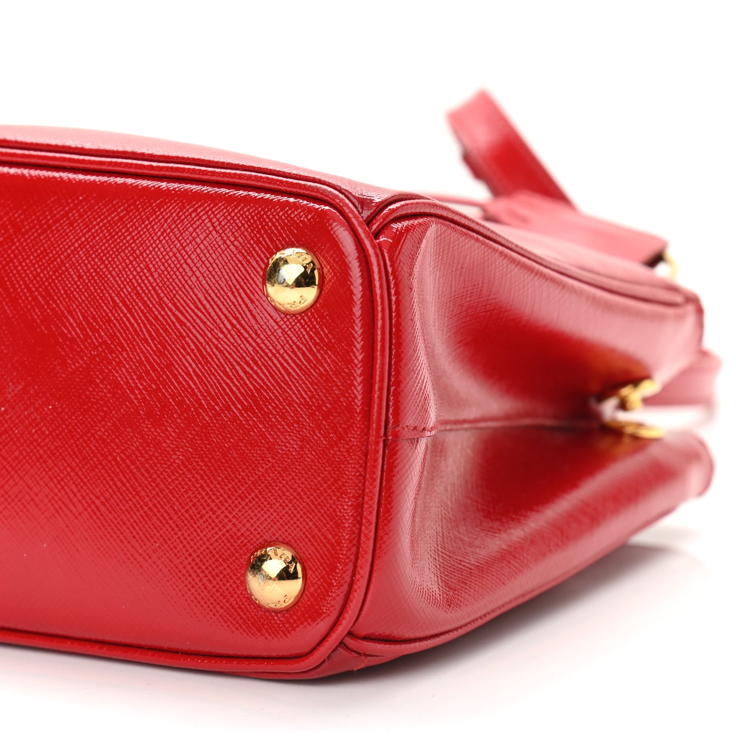 Saffiano Vernice Mini Galleria Double Zip Tote Rosso