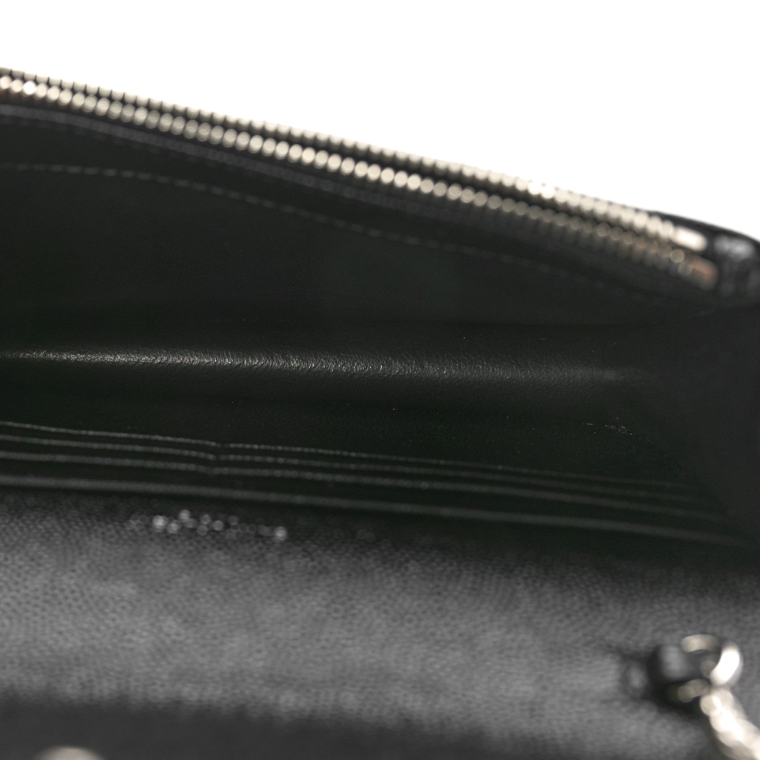 Saint Laurent Grain De Poudre Matelasse Chevron Monogram Envelope Chain Wallet Black 5 of 10
