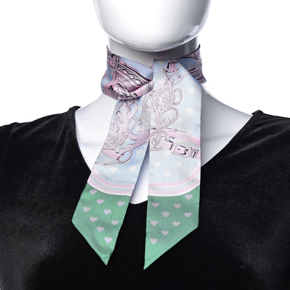 Hermes Silk Brides De Gala Love Twilly Bleu Ciel Parme Vert 2 of 5