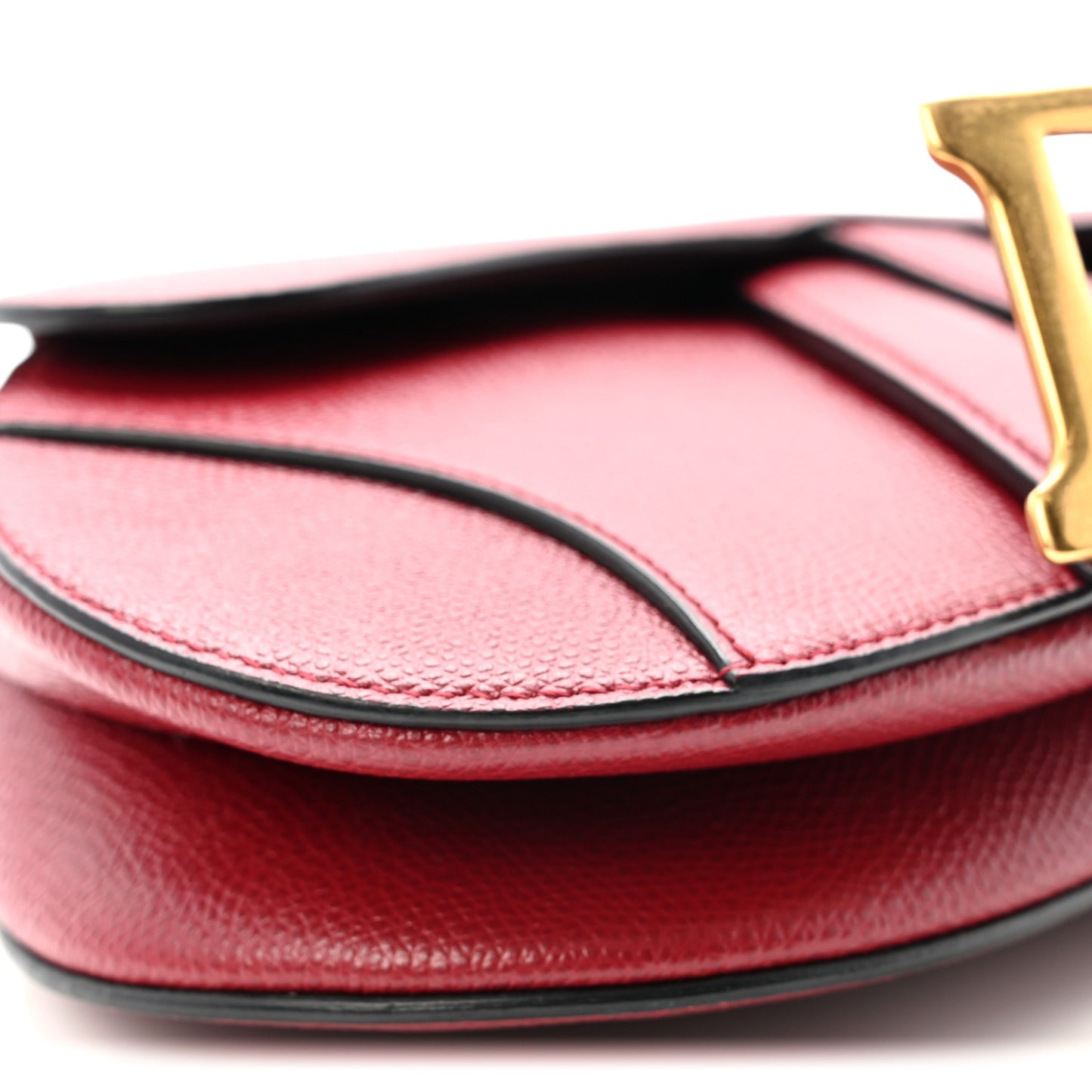 Grained Calfskin Mini Saddle Bag Red