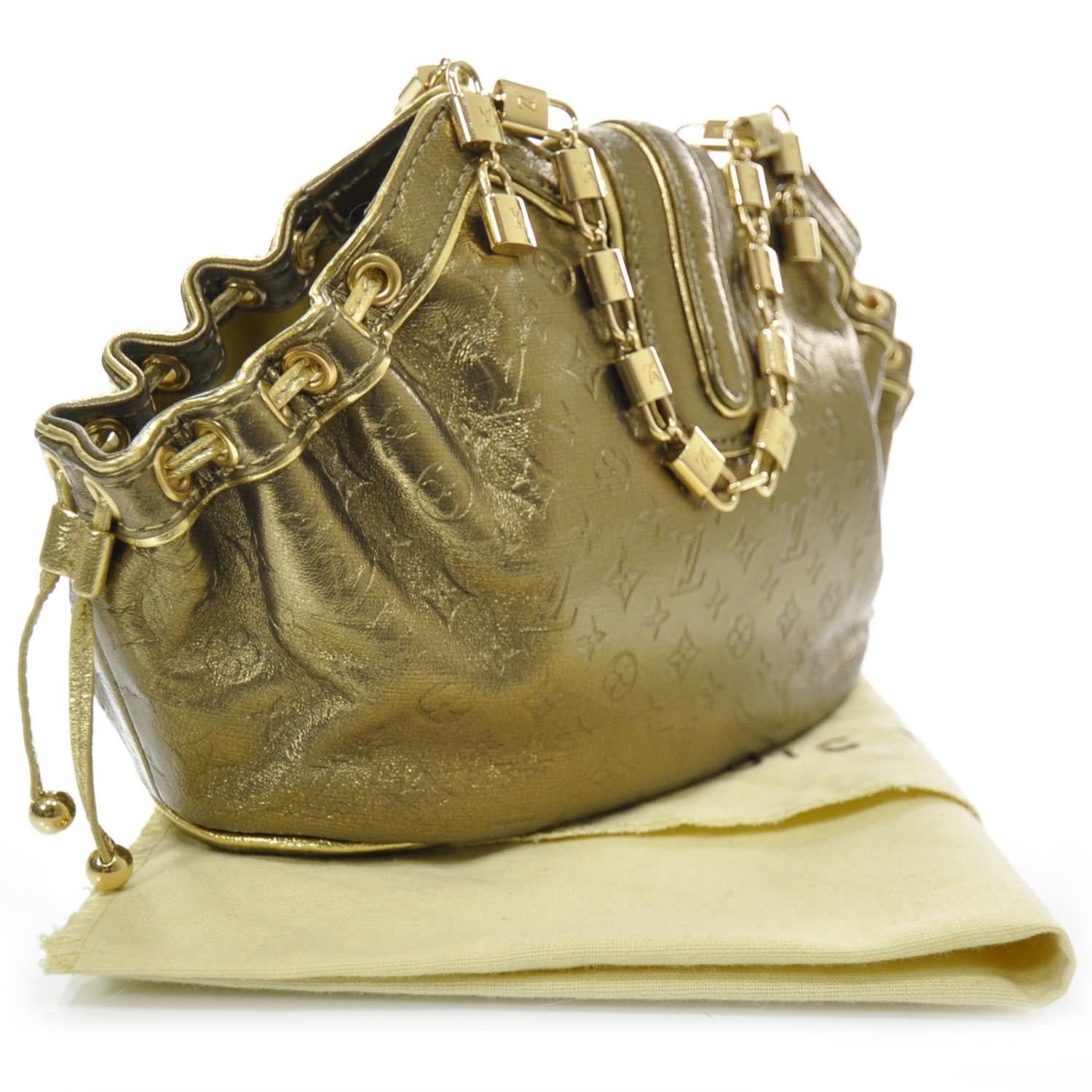 Louis Vuitton Cuir Gold Monogram Embossed Theda PM 2 of 9