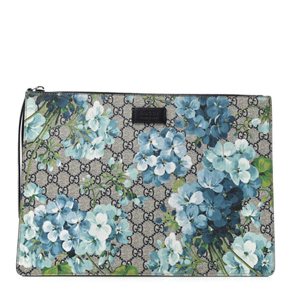 Gucci GG Supreme Monogram Blooms Medium Documents Holder Beige Blue Black 1 of 8