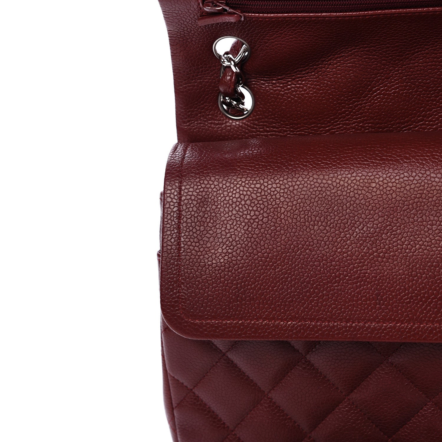 Chanel Caviar Quilted Jumbo Double Flap Dark Red 10 of 17