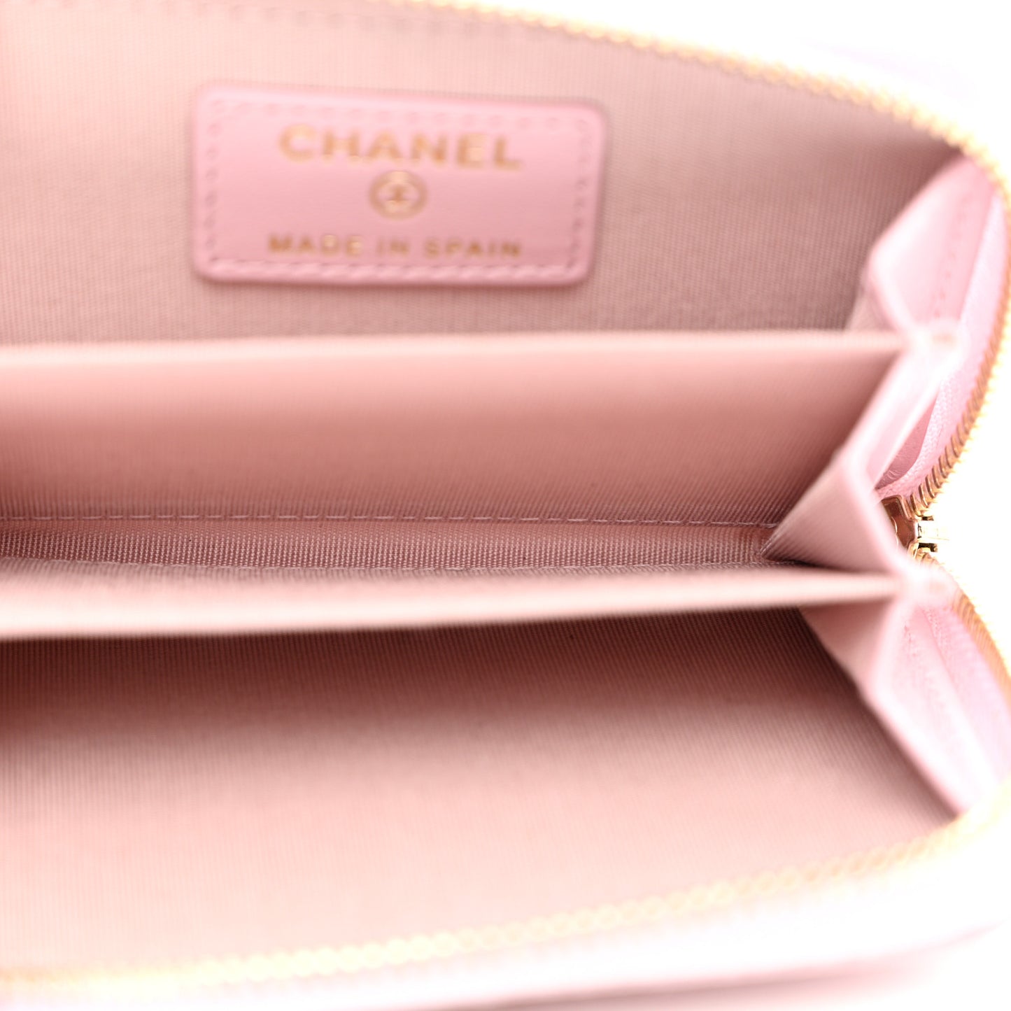 Lambskin Quilted Chanel 19 Zip Around Coin Purse Wallet Light Pink