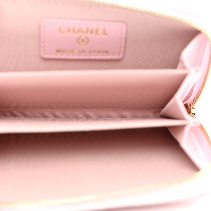 Chanel Lambskin Quilted Chanel 19 Zip Around Coin Purse Wallet Light Pink 5 of 9