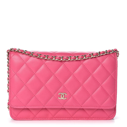 Chanel Lambskin Quilted Wallet On Chain WOC Dark Pink 1 of 17