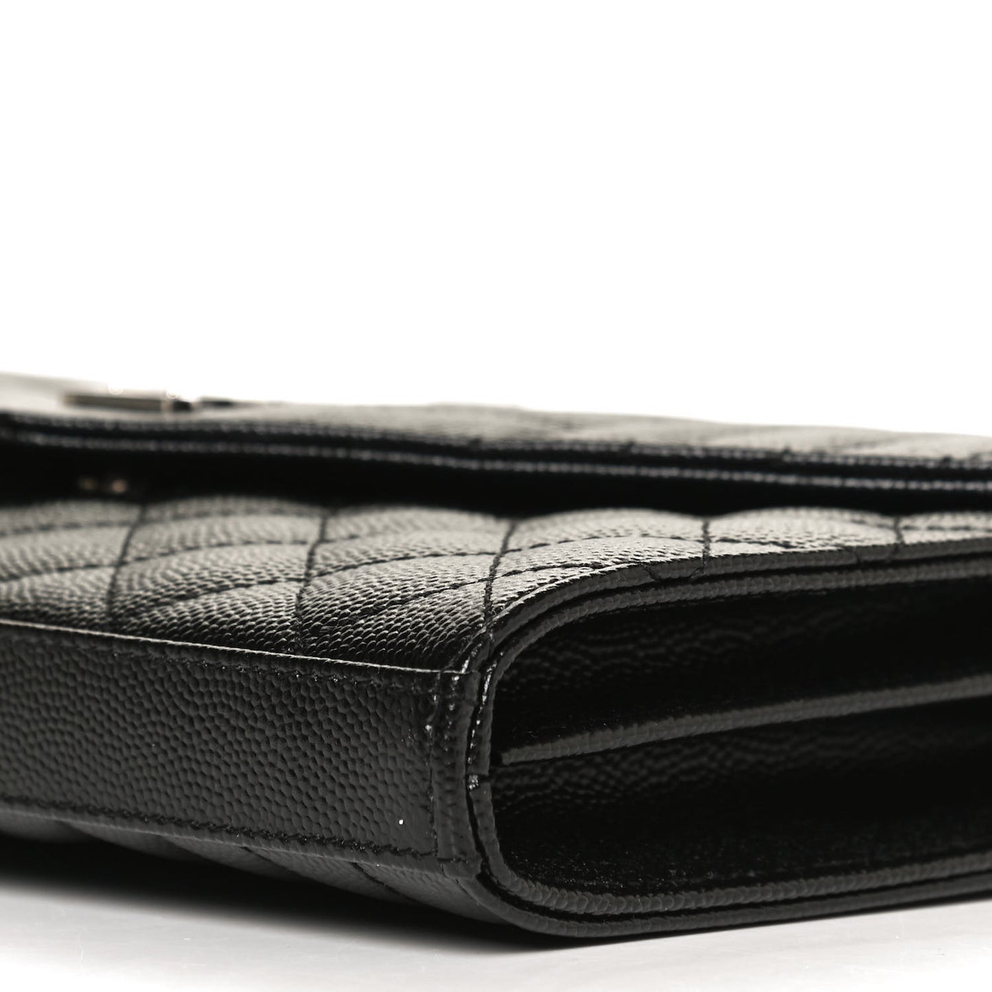 Grain De Poudre Mixed Matelasse Triquilt Monogram Chain Wallet Black