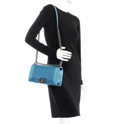 Chanel Metallic Caviar Quilted Medium Boy Flap Turquoise 2 of 8