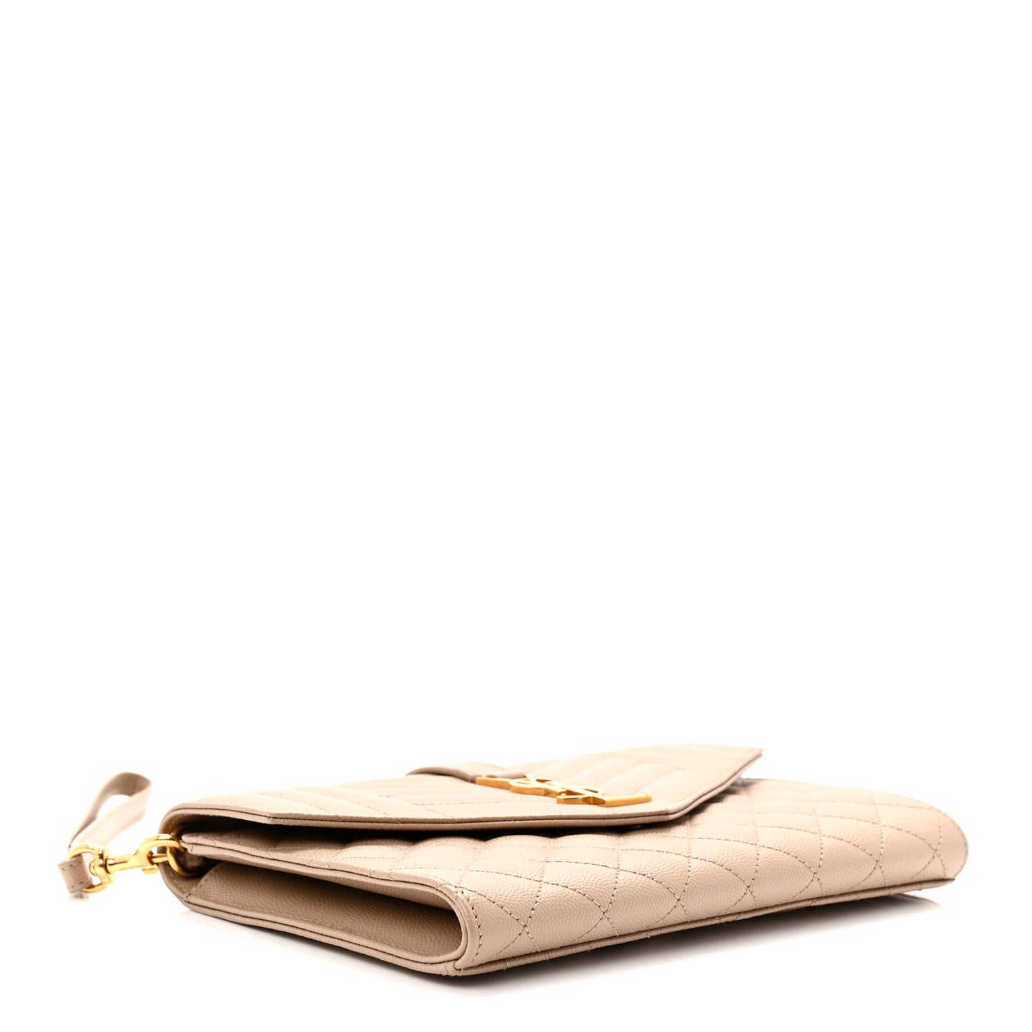 Grain De Poudre Textured Mixed Matelasse Triquilt Monogram Clutch Dark Beige