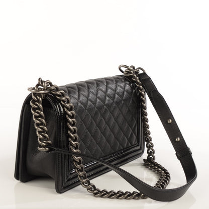 Chanel Goatskin Quilted Patent Medium Duo Boy Flap Black 3 of 7