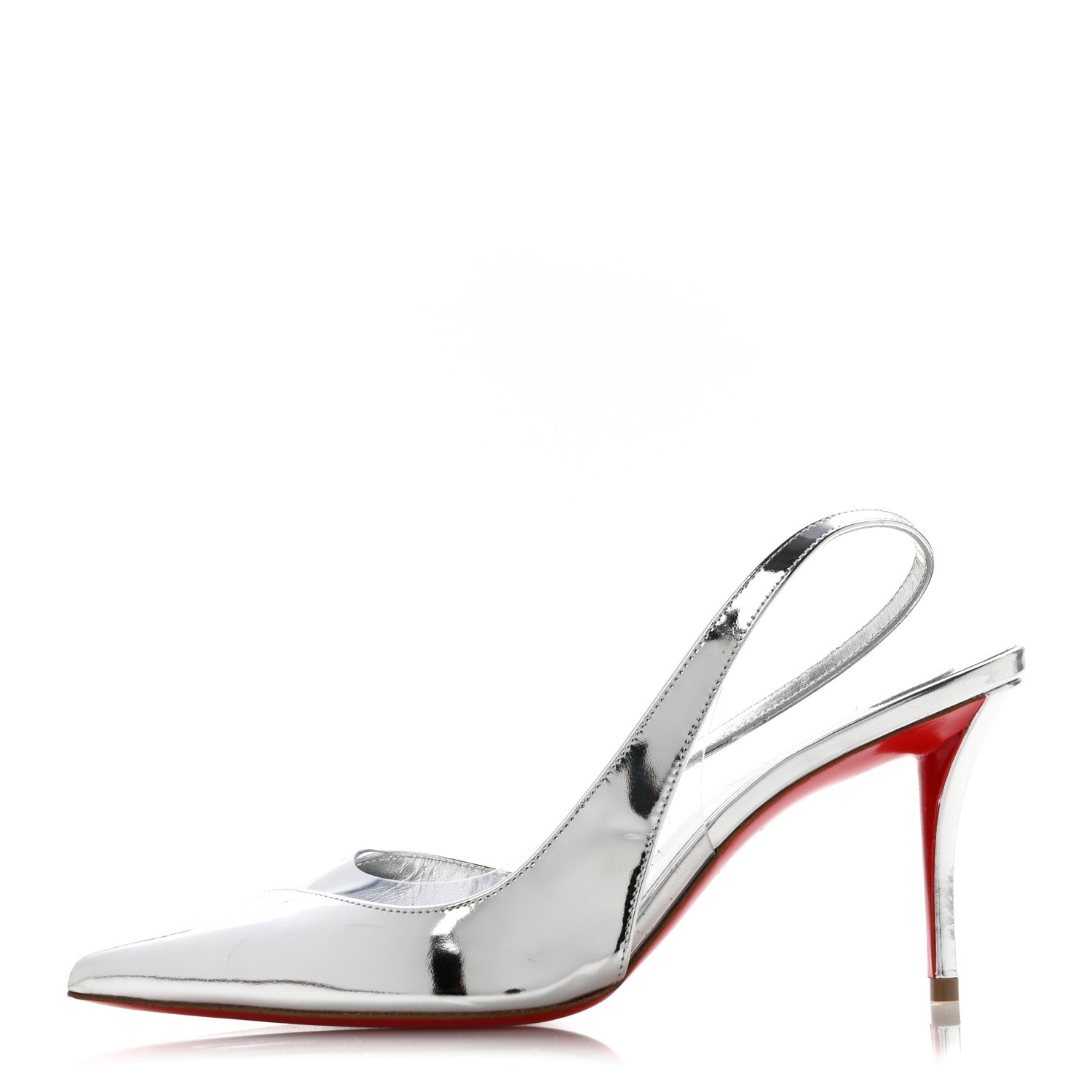 Christian Louboutin Patent PVC Posticha 80 Slingback Pumps 36 Silver 1 of 10