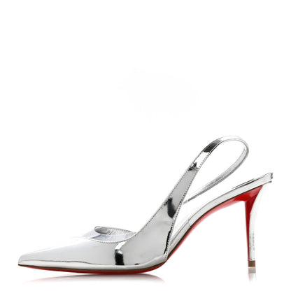 Christian Louboutin Patent PVC Posticha 80 Slingback Pumps 36 Silver 1 of 10