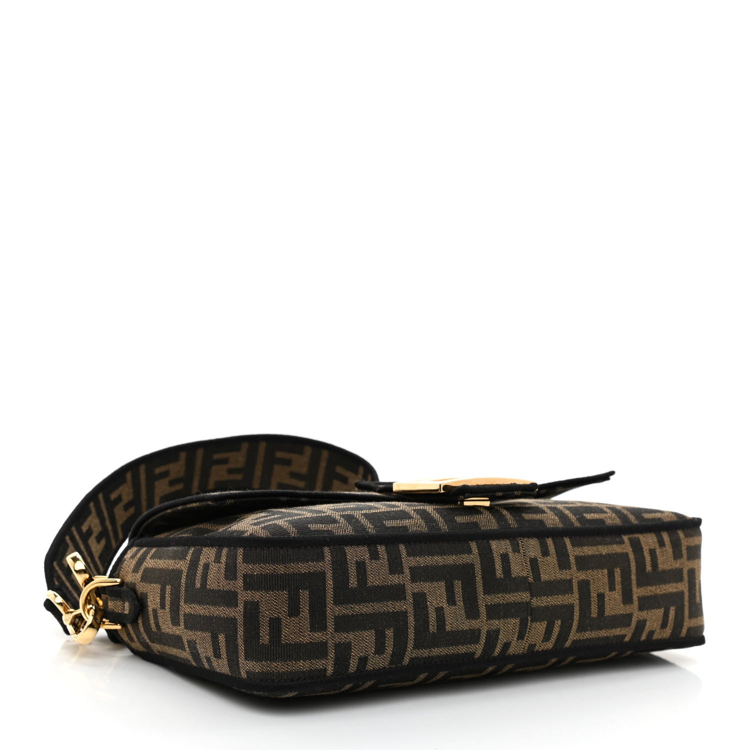 Fendi Fabric Jacquard FF 1974 Medium Baguette Tobacco Moro Black 4 of 8