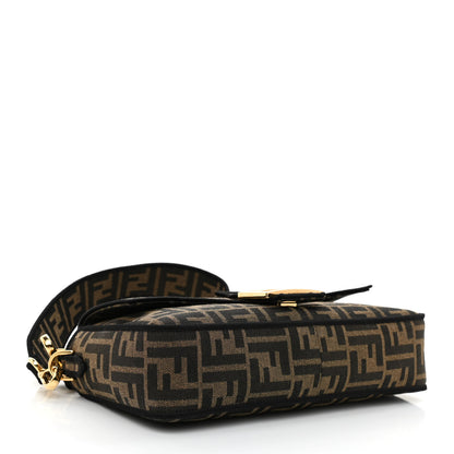 Fendi Fabric Jacquard FF 1974 Medium Baguette Tobacco Moro Black 4 of 8