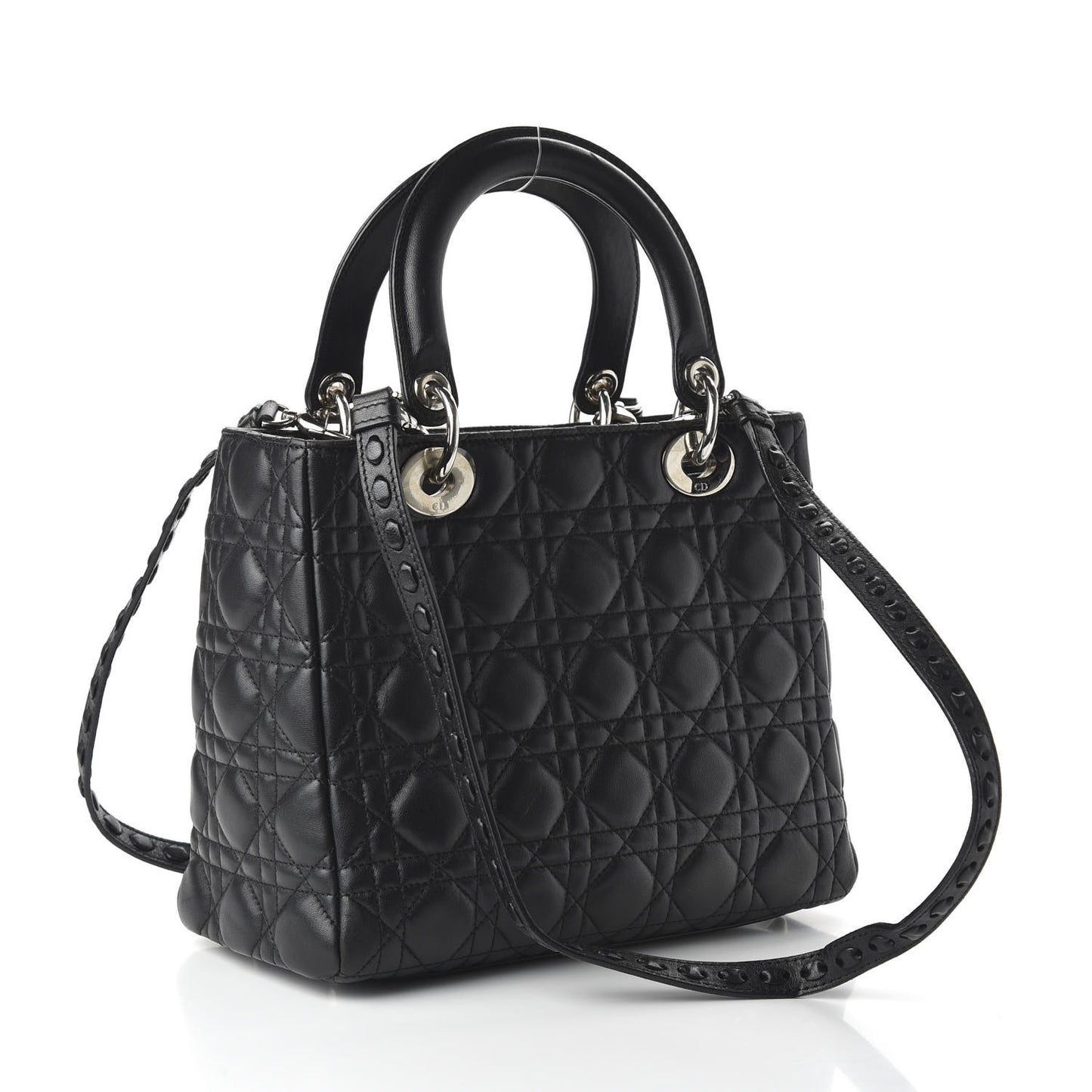 Lambskin Cannage Medium Whipstitch Lady Dior Black