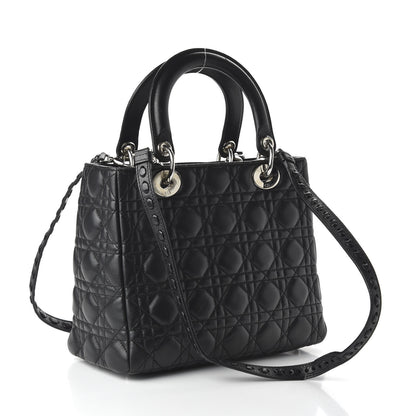 Christian Dior Lambskin Cannage Medium Whipstitch Lady Dior Black 3 of 9
