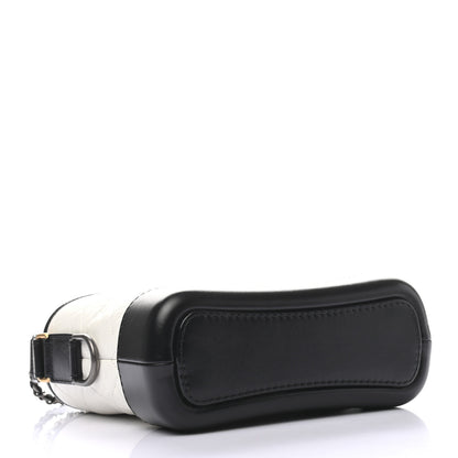 Chanel Aged Calfskin Quilted Small Gabrielle Hobo Black White 4 of 9