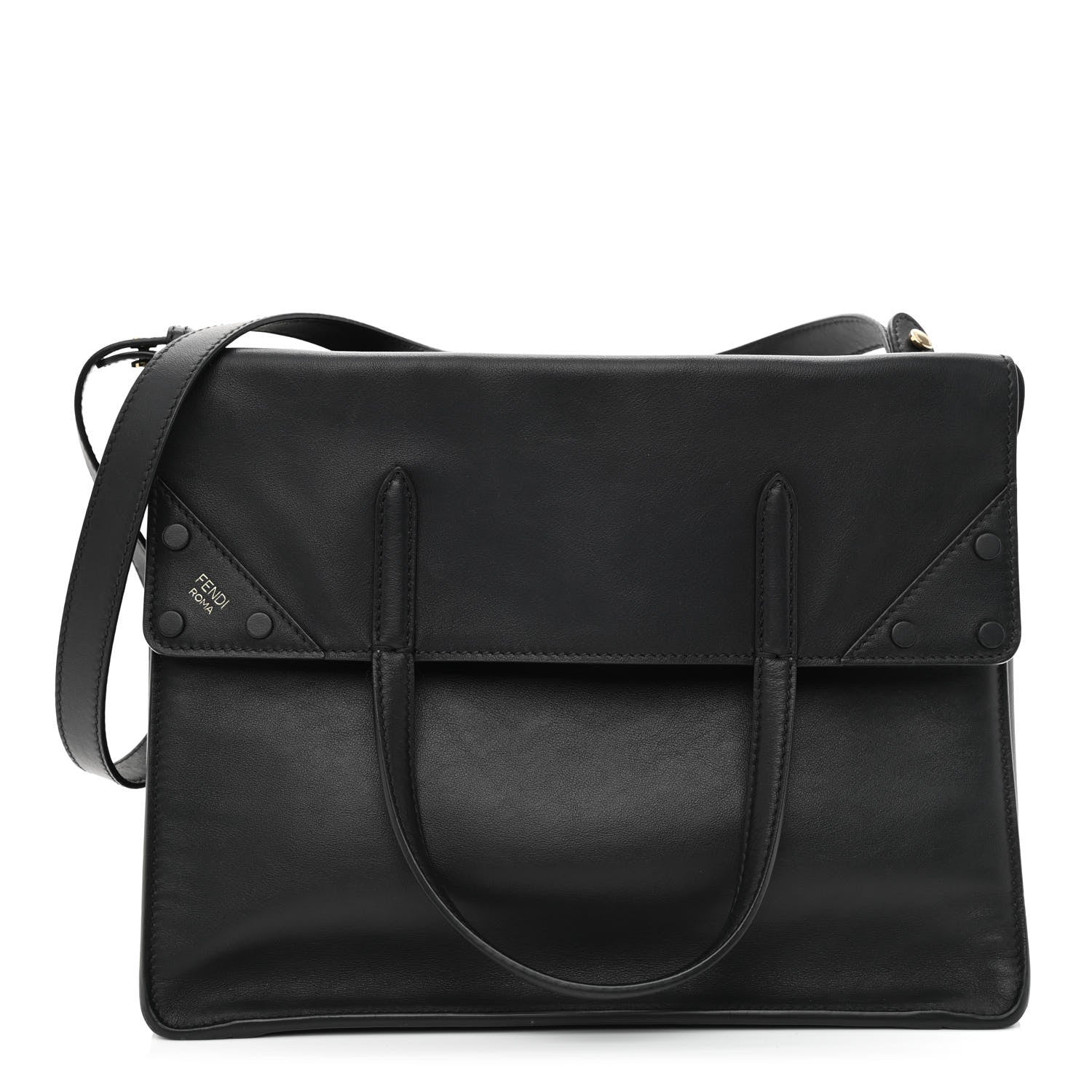 Fendi Vitello Grace Matte Large Flip Tote Black 1 of 9