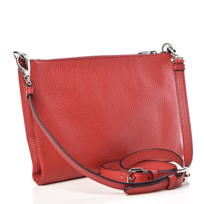 Prada Vitello Daino Zippered Shoulder Bag Rosso 3 of 11