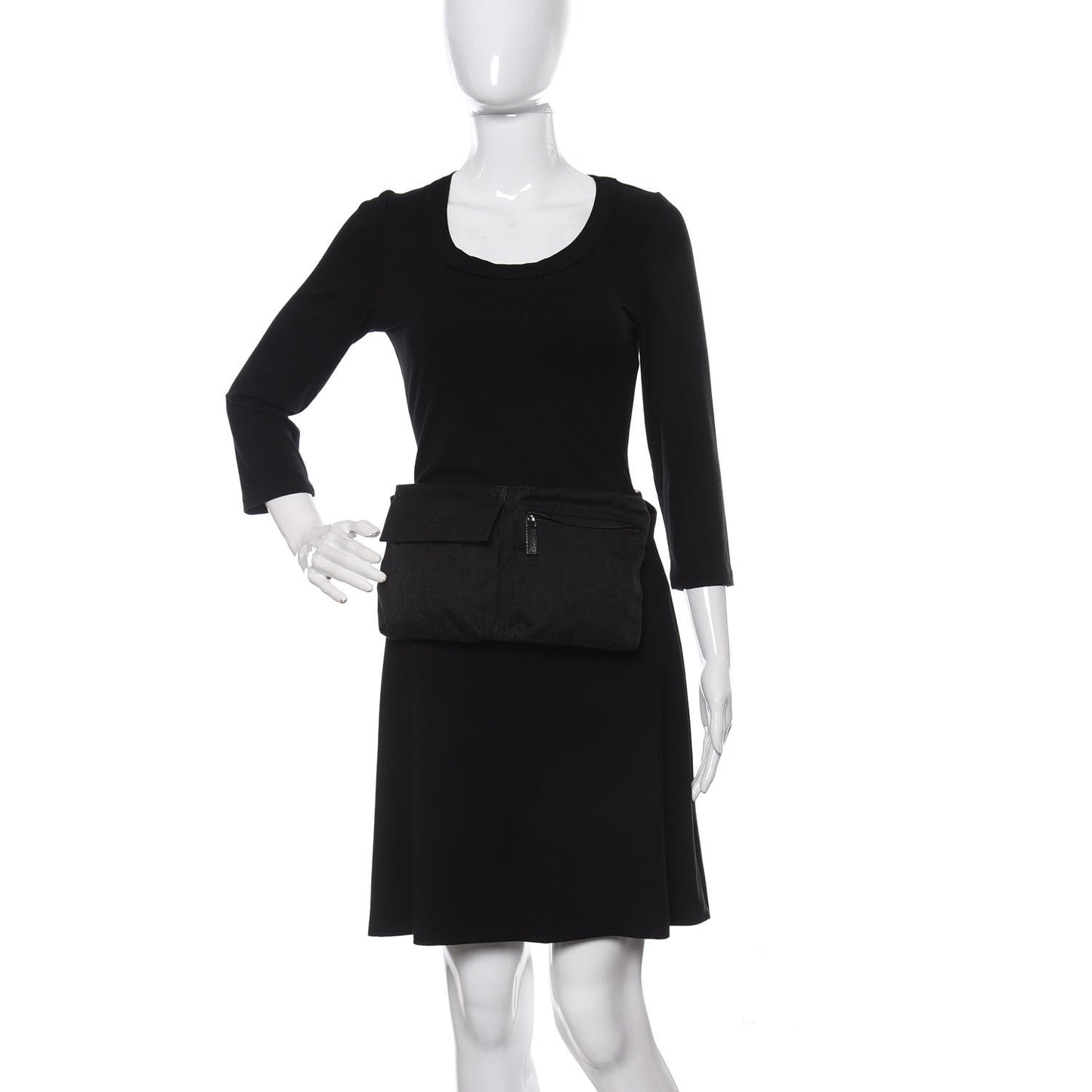 GG Monogram Double Pocket Belt Bag Black
