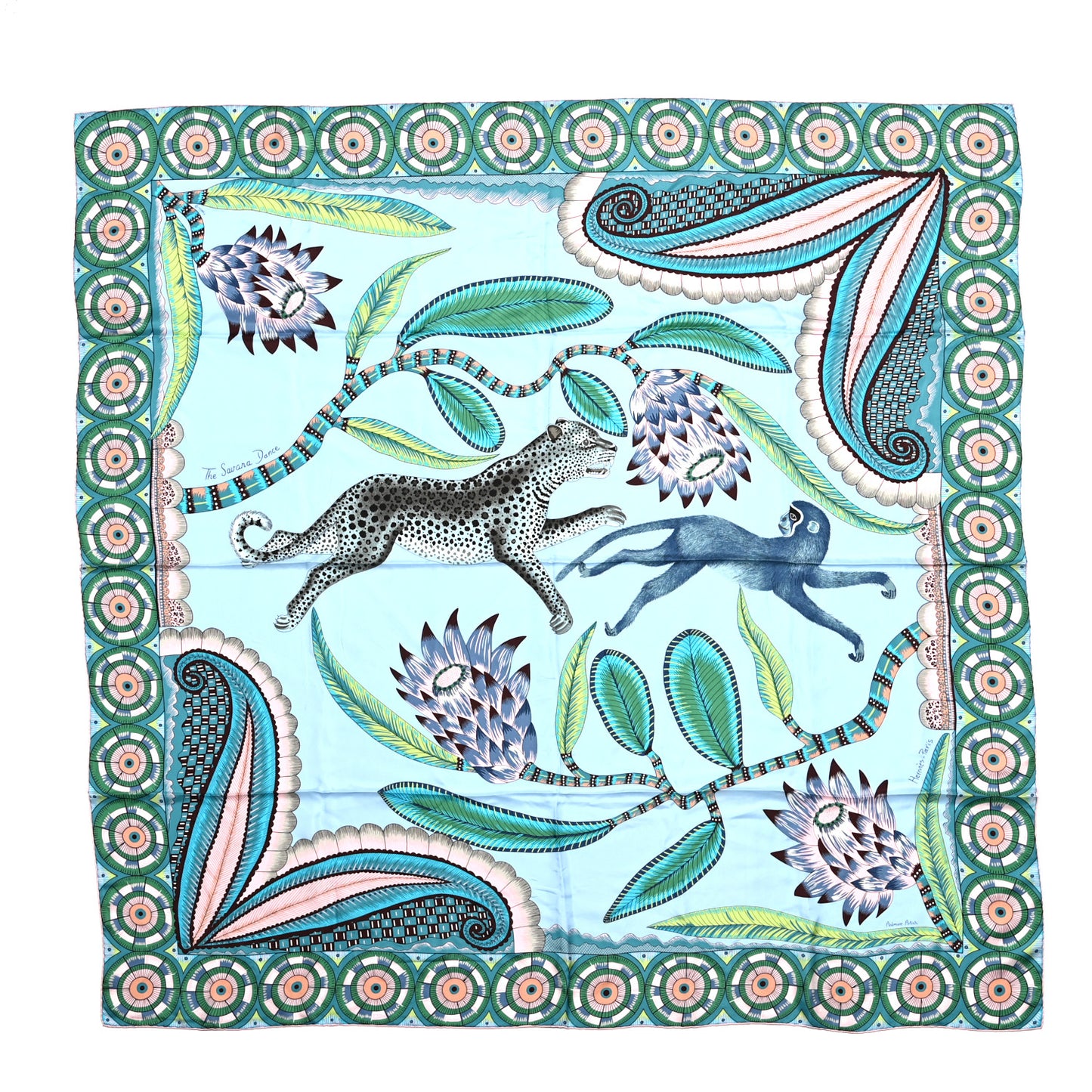 Silk The Savana Dance Wash Scarf 140 Ciel Vert Rose Poudre