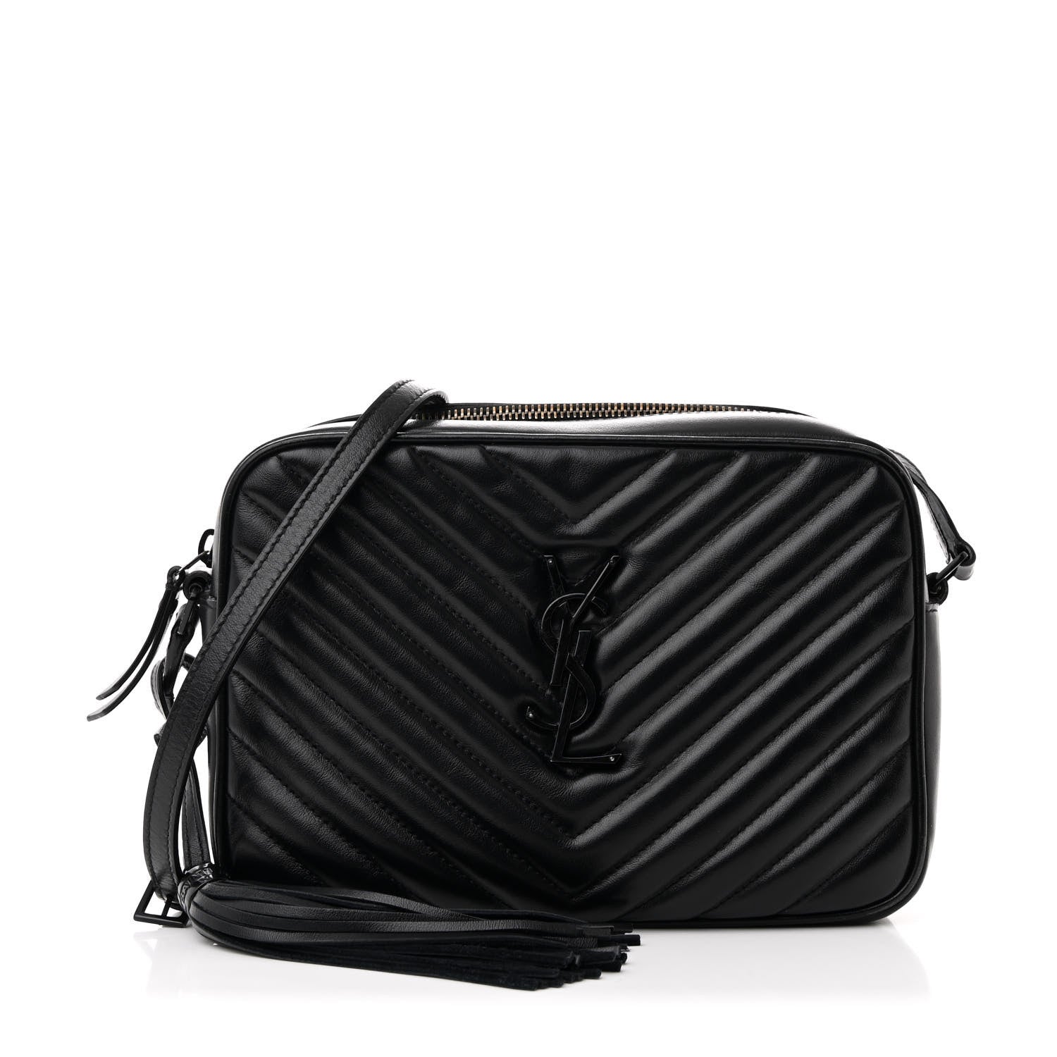 Saint Laurent Calfskin Matelasse Monogram Monochrome Lou Camera Bag Black 1 of 12