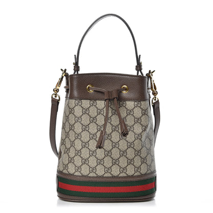 Gucci GG Supreme Monogram Web Small Ophidia Bucket Bag Brown 1 of 9