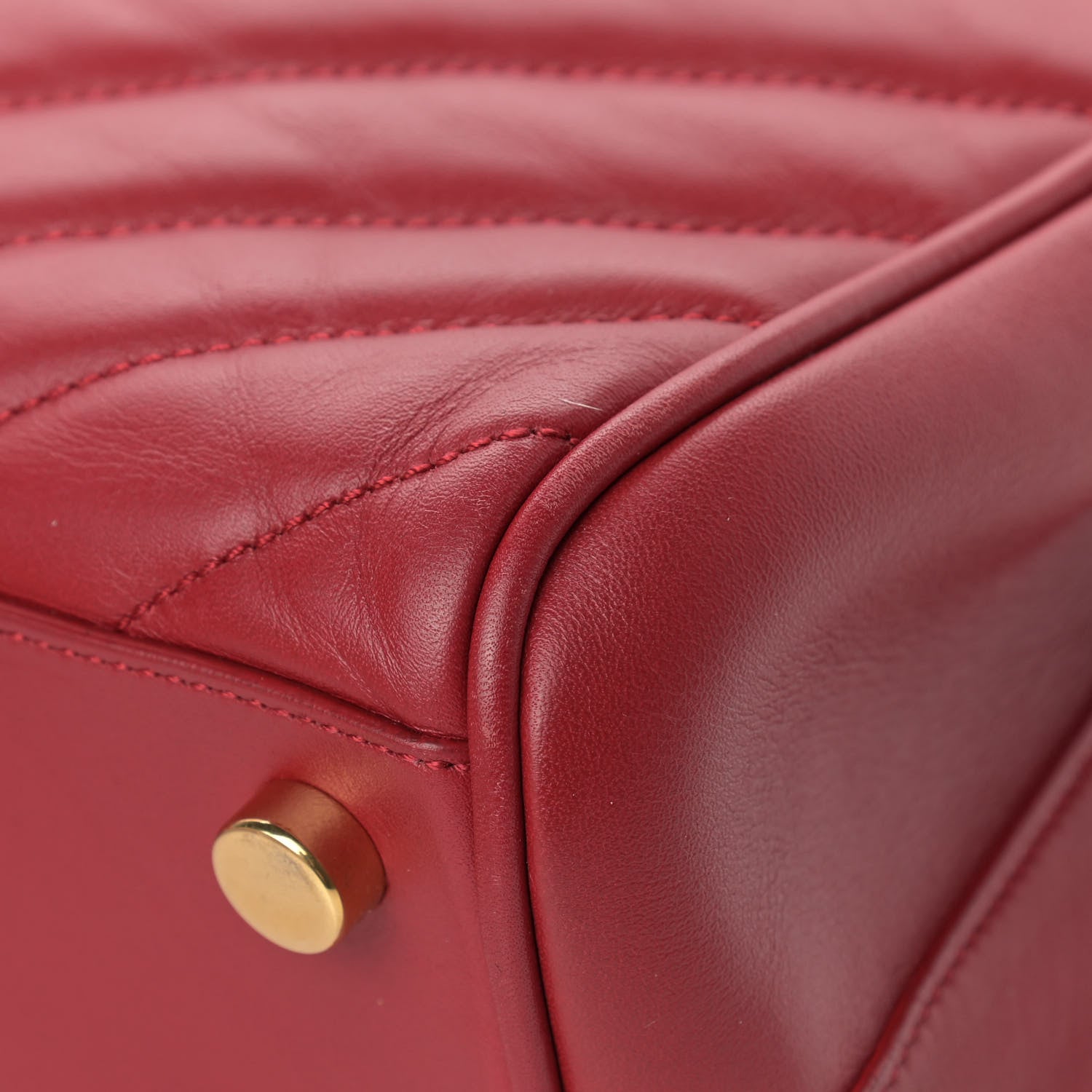 Saint Laurent Smooth Calfskin Matelasse Chevron Monogram Shopping Bag Red 9 of 15