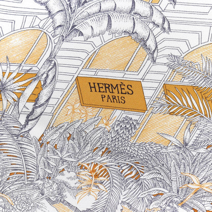 Hermes Silk Faubourg Tropical Scarf 90 Sepia White Caramel 2 of 4