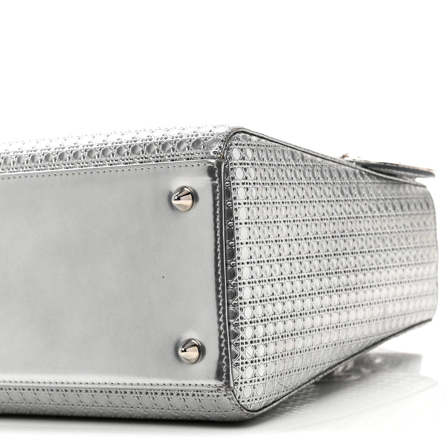 Christian Dior Metallic Patent Micro-Cannage Medium Lady Dior Silver 10 of 10