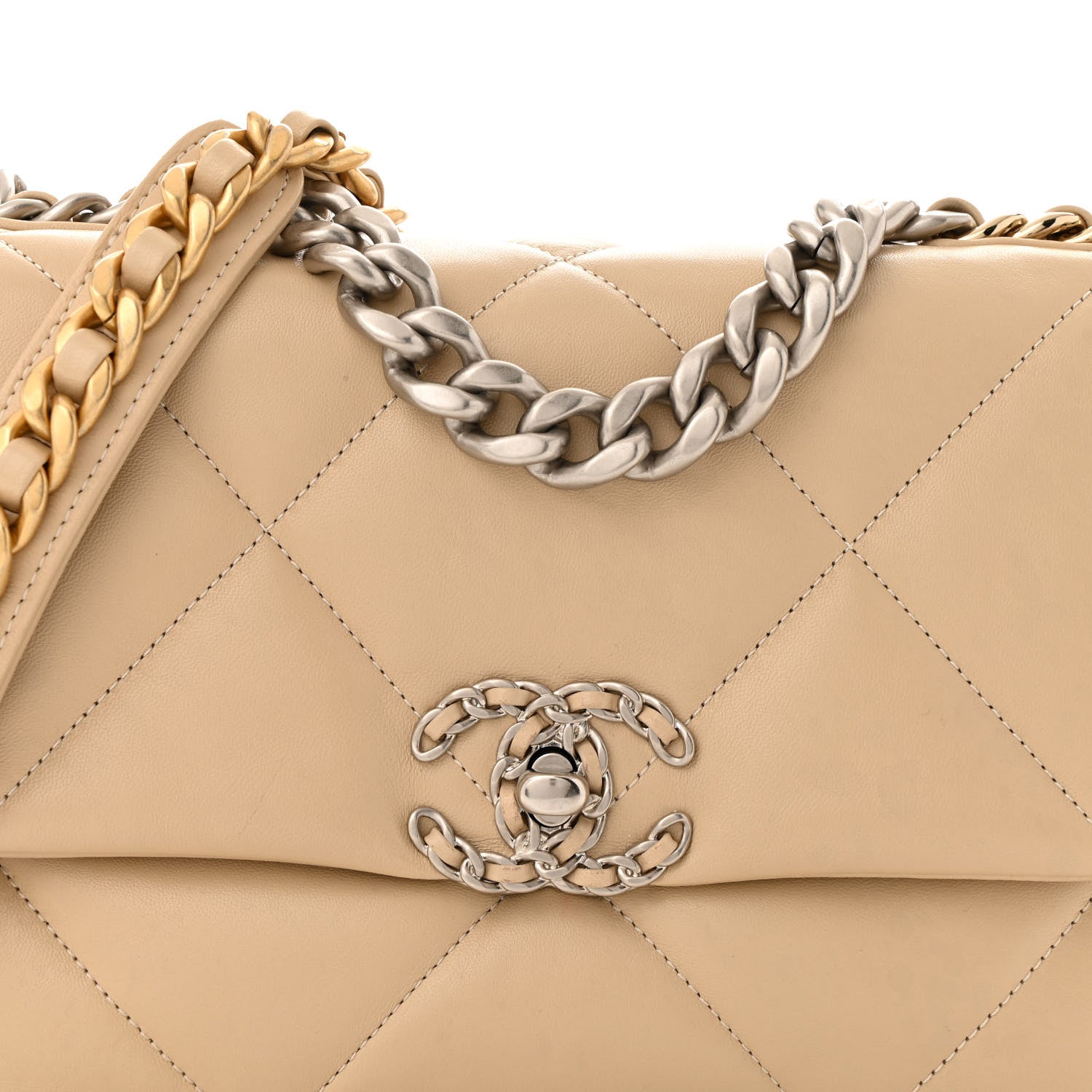 Chanel Lambskin Quilted Medium Chanel 19 Flap Light Beige 8 of 12