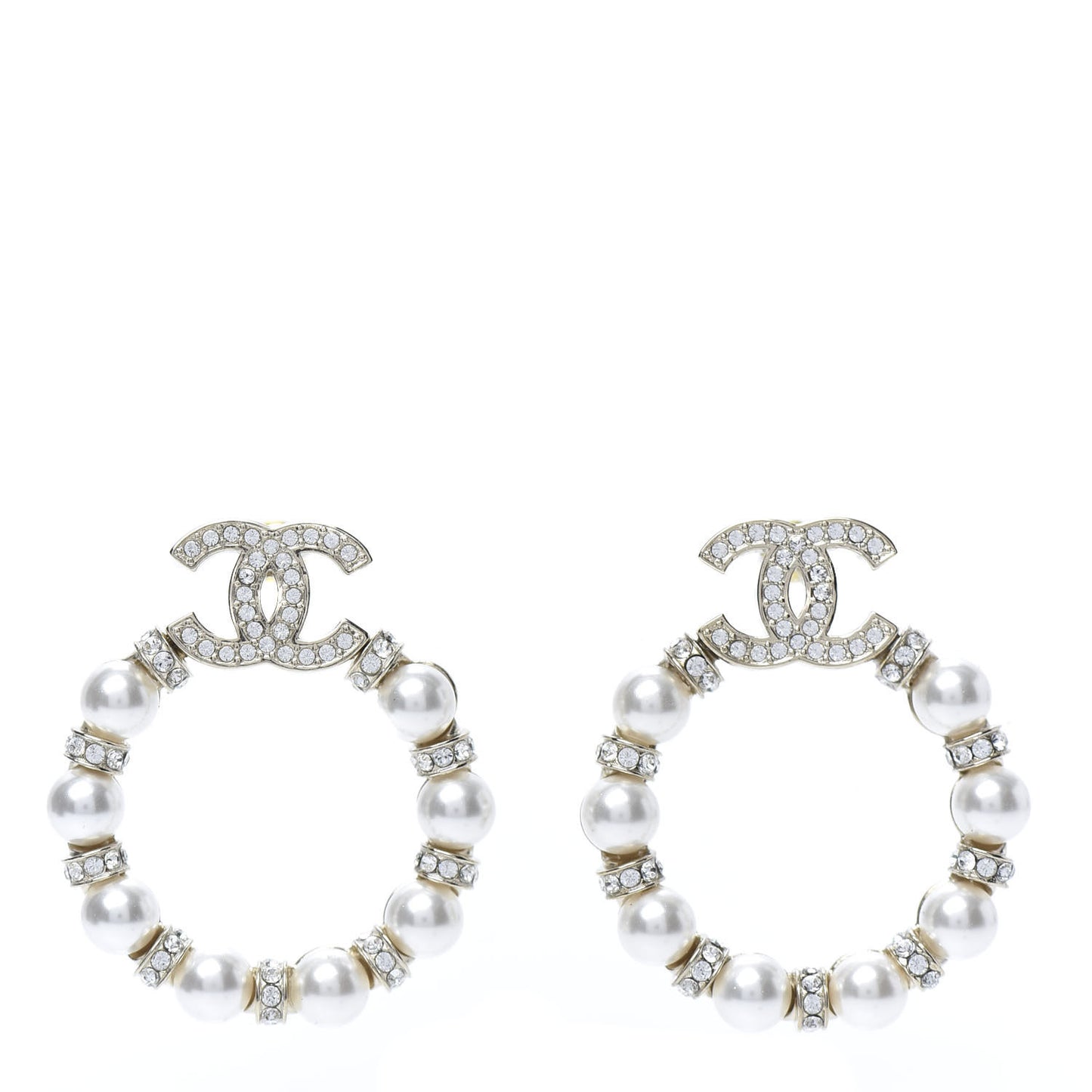 Pearl Crystal Nefertiti CC Drop Earrings Gold