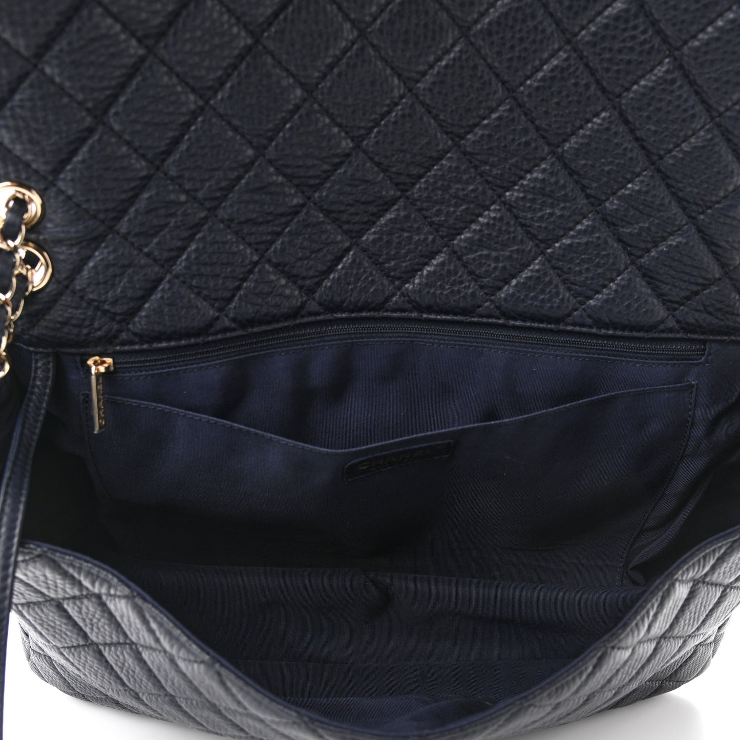 Calfskin Quilted Small XXL Travel Flap Bag Navy
