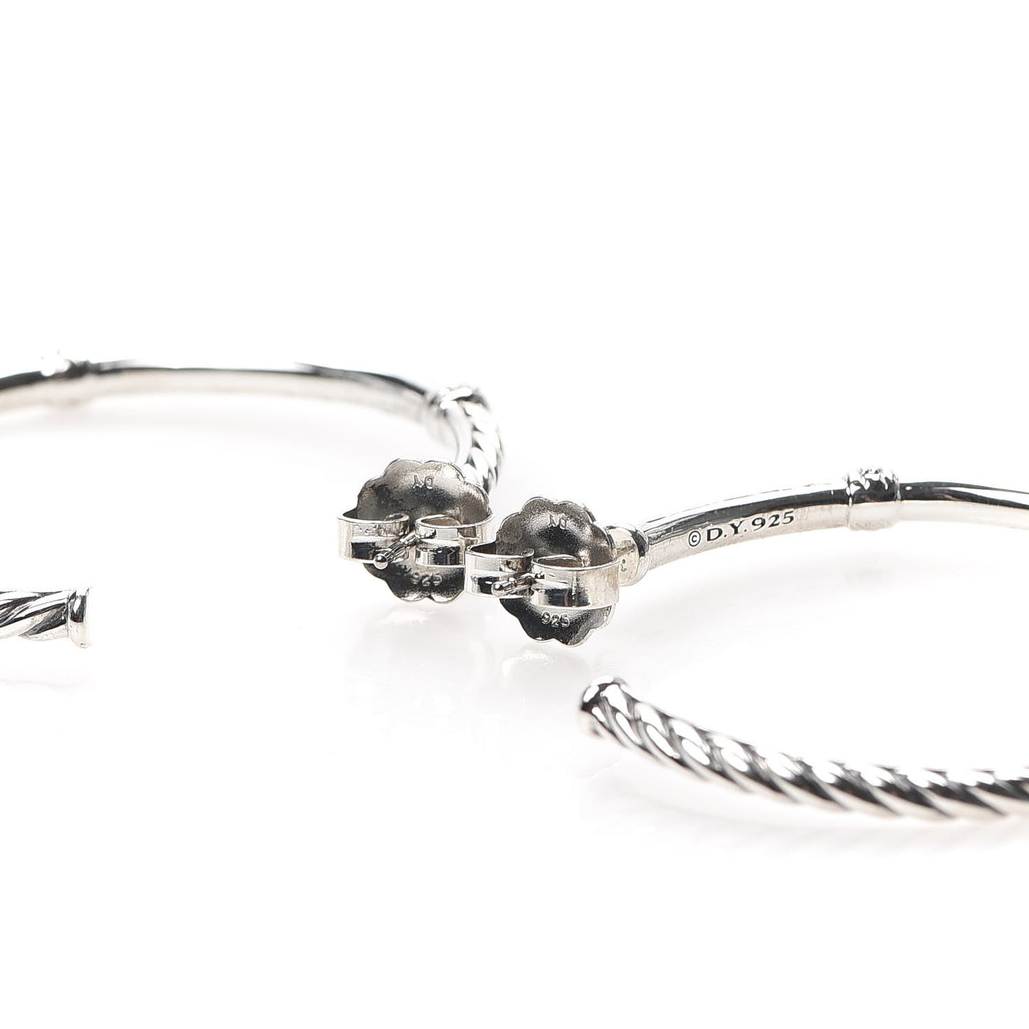Sterling Silver Diamond Large Metro Hoop Earrings