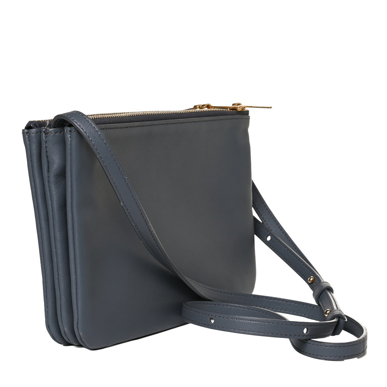 Celine Lambskin Small Trio Crossbody Bag Storm 2 of 17