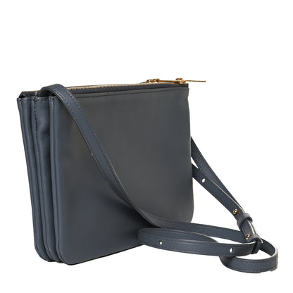 Celine Lambskin Small Trio Crossbody Bag Storm 2 of 17