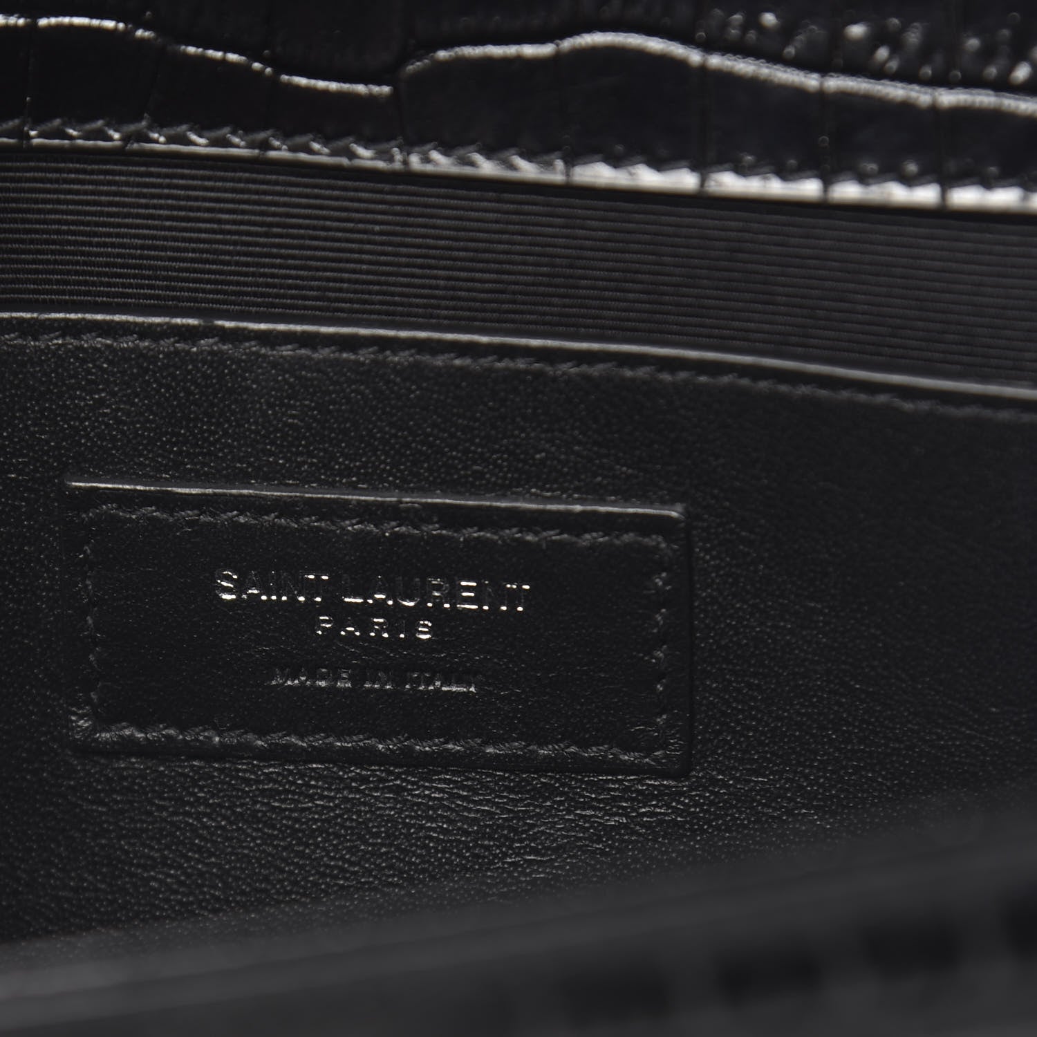 Saint Laurent Calfskin Crocodile Embossed Medium Classic Monogram Kate Tassel Satchel Black 6 of 9